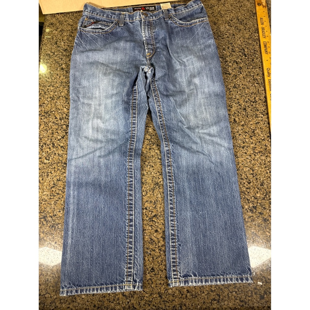 Ariat FR M4 Low Rise Boot Cut Jeans Mens 38x32 Flame Resistant Denim Blue CAT 2